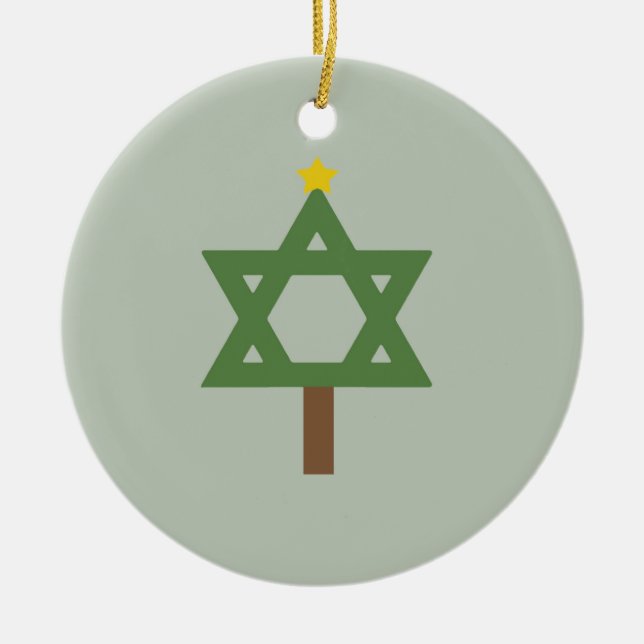CHRISMUKKAH TREE -.png Ceramic Ornament (Front)