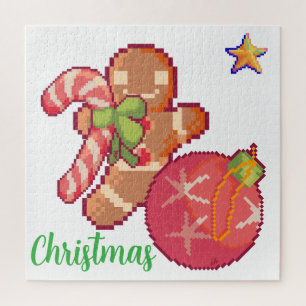 Chrisrmas Gingerbread man Pixel Art Jigsaw Puzzle