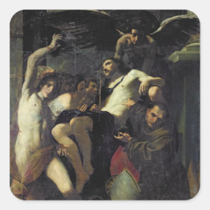 Christ Adored by Angels, St. Sebastian Square Sticker