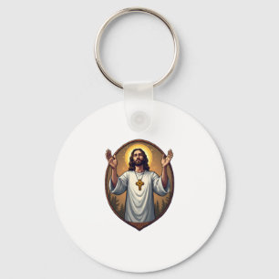 Christ Alpha Omega Engraved White Shirt 2 Key Ring