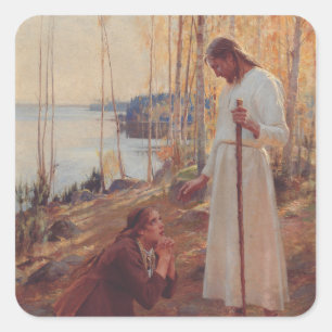 Christ and Mary Magdalene by Albert Edelf Square Sticker