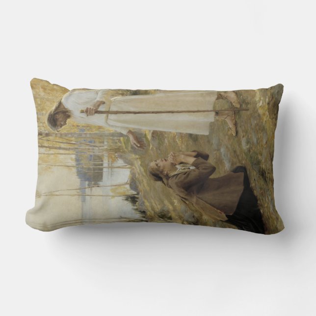 Christ and Mary Magdalene in Finnish Countryside Lumbar Cushion (Front)