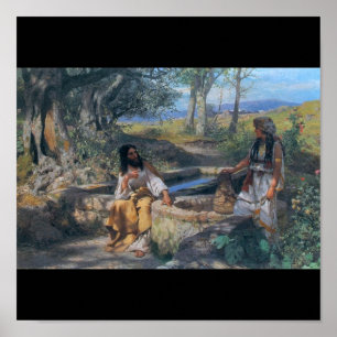 Christ and Samaritan woman circa 1890 Poster