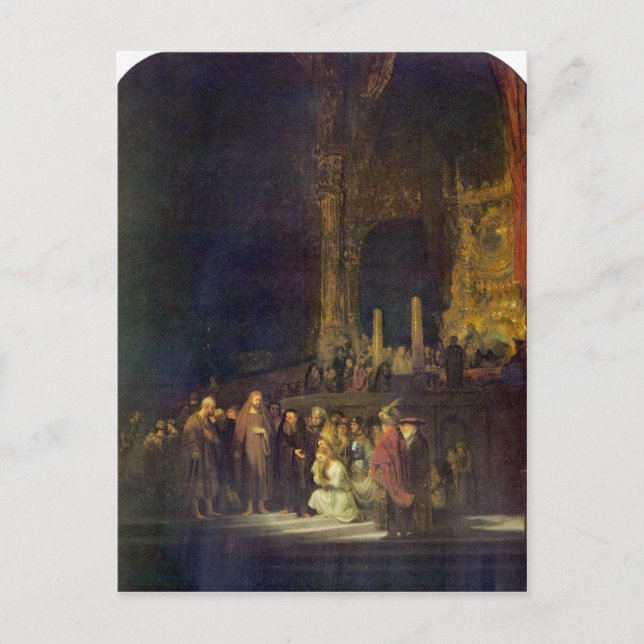 Christ and the Adulteress by Rembrandt Postcard (Front)