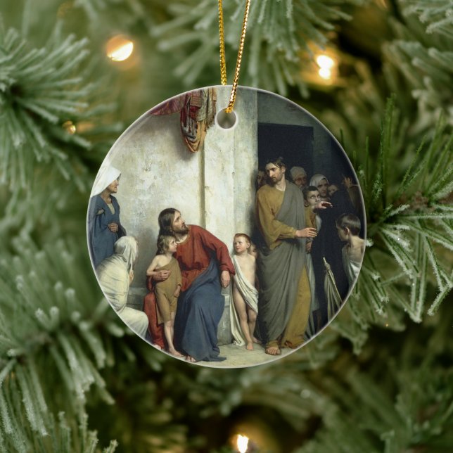 Christ and the Children by Carl Bloch  Ceramic Ornament (Tree)