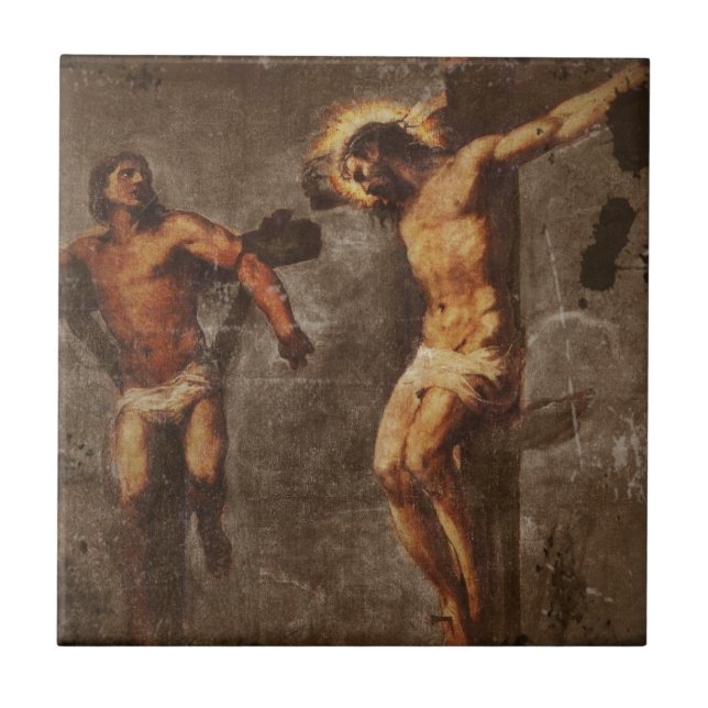 Christ and the Good Thief Ceramic Tile (Front)