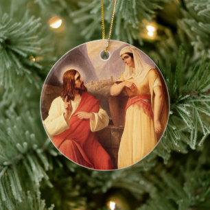Christ and the Samaritan by Christian Schleisner Ceramic Ornament