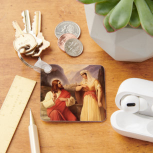 Christ and the Samaritan by Christian Schleisner Key Ring