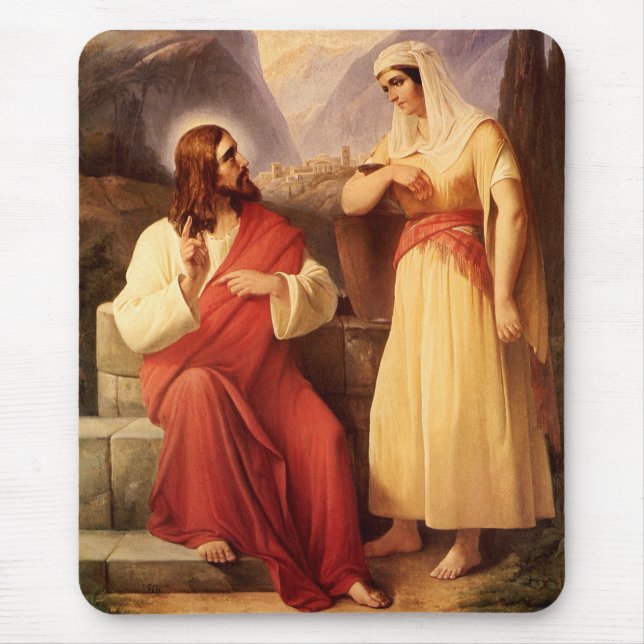 Christ and the Samaritan by Christian Schleisner Mouse Pad (Front)