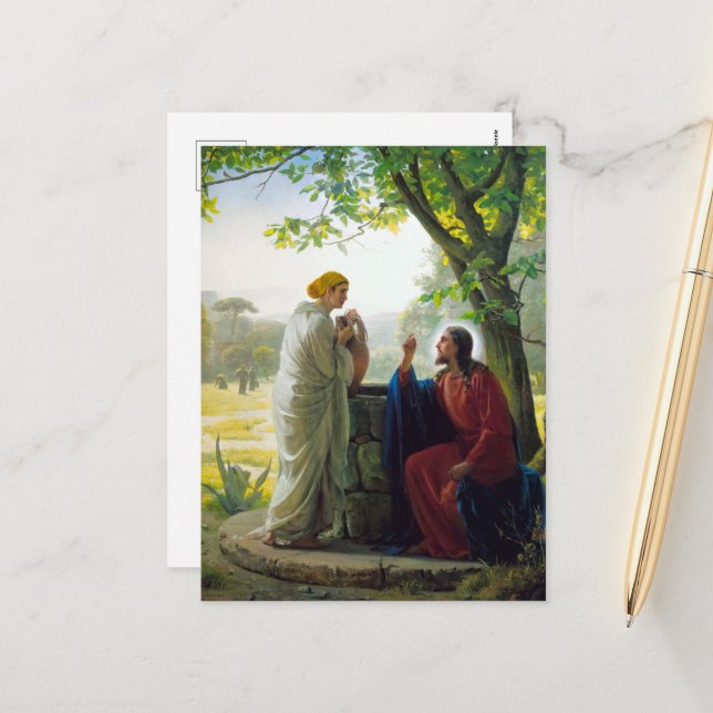 Christ and the Samaritan Woman by Carl Bloch Holiday Postcard (Front/Back In Situ)