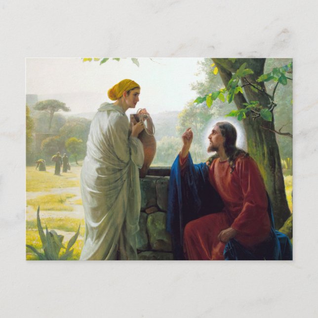 Christ and the Samaritan Woman by Carl Bloch Postcard (Front)