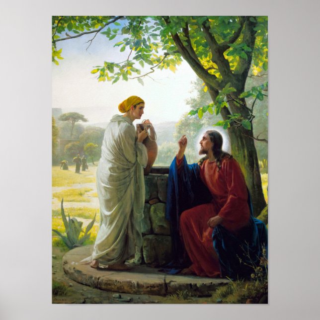 Christ and the Samaritan Woman by Carl Bloch Poster (Front)