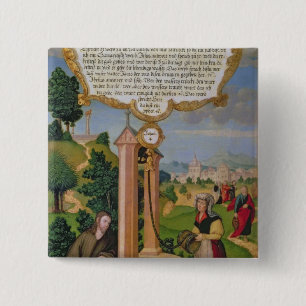 Christ and the Woman from Samaria at Jacob's Well 15 Cm Square Badge