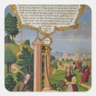 Christ and the Woman from Samaria at Jacob's Well Square Sticker