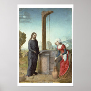 Christ and the Woman of Samaria, c.1500 (oil on pa Poster