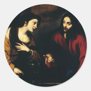 Christ and the Woman of Samaria Classic Round Sticker