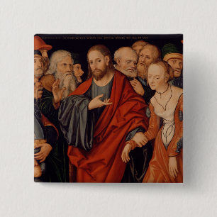 Christ and the Woman taken in Adultery 15 Cm Square Badge