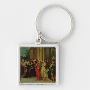 Christ and the Woman Taken in Adultery Key Ring