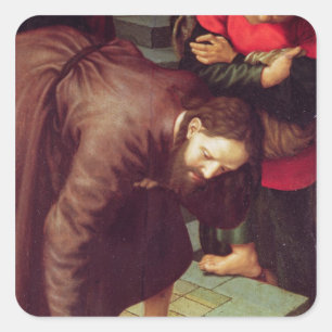 Christ and the woman taken in adultery square sticker