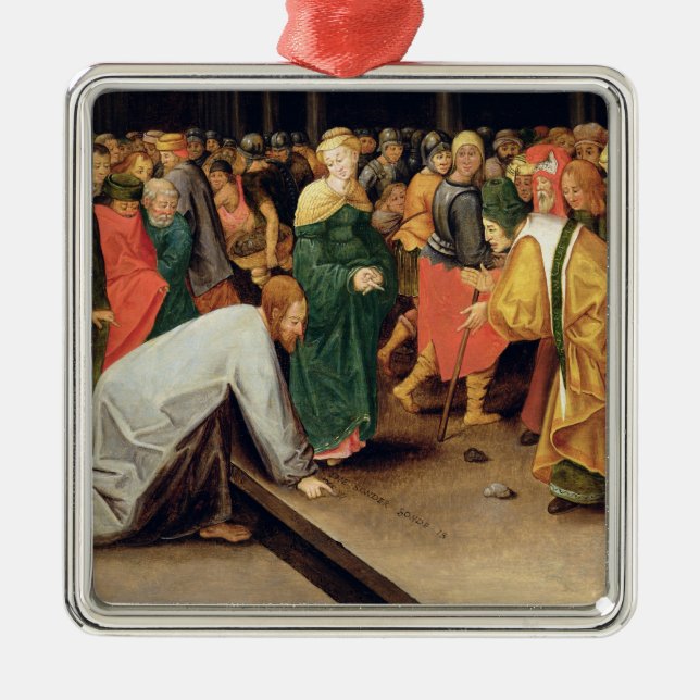 Christ and the women taken in adultery, 1628 metal ornament (Front)