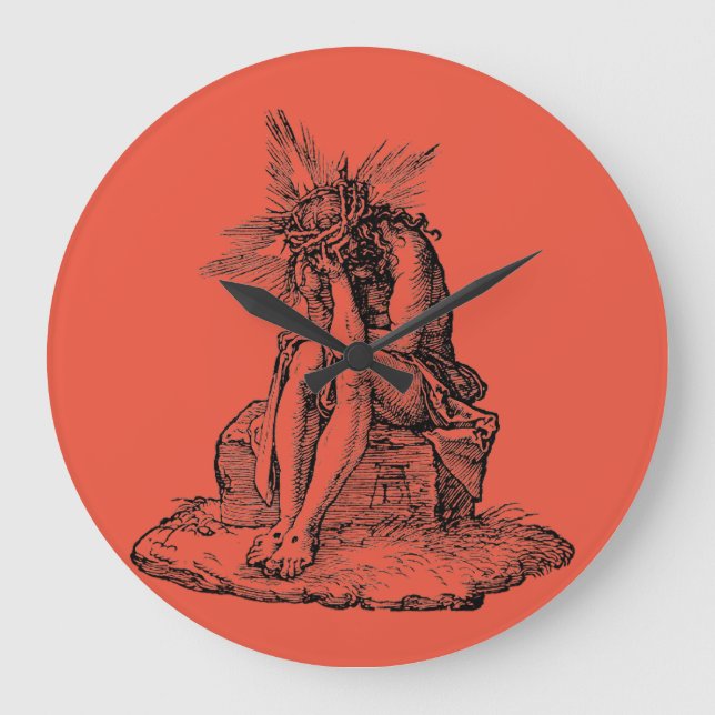 Christ as the Man of Sorrows Fine Art Large Clock (Front)