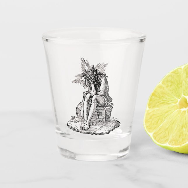 Christ as the Man of Sorrows Fine Art Shot Glass (Front)