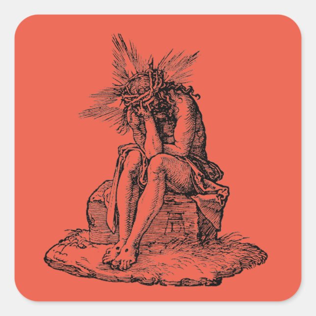 Christ as the Man of Sorrows Fine Art Square Sticker (Front)