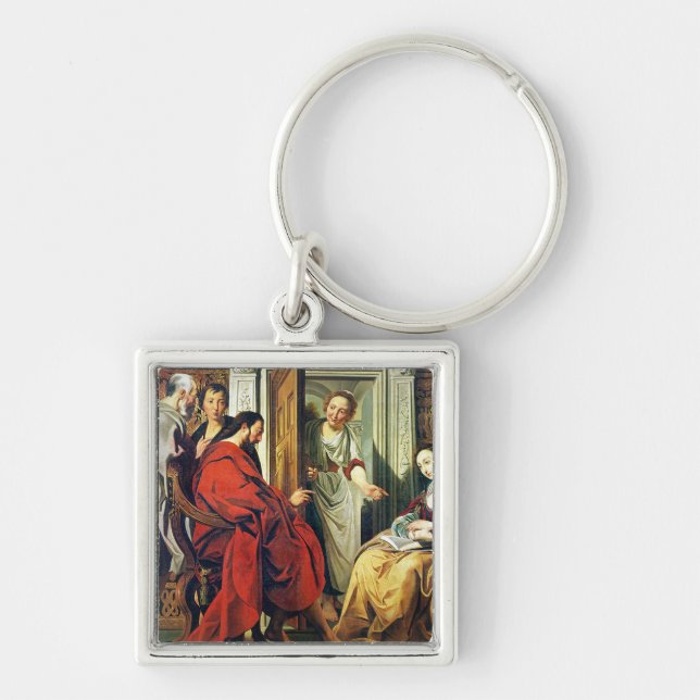 Christ at House of Martha and Mary of Bethany Key Ring (Front)