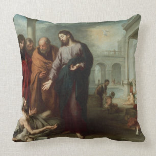 Christ at the Pool of Bethesda, 1667-70 (oil on ca Cushion