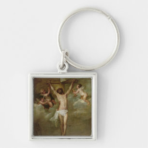Christ attended by angels holding chalices key ring