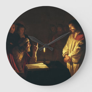 Christ before Caiaphas by Honthorst Fine Art  Large Clock
