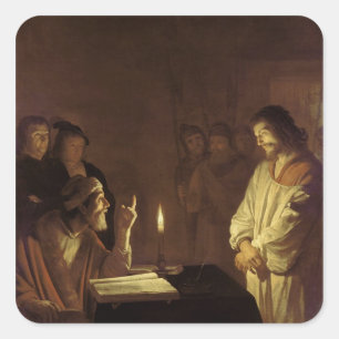 Christ before the High Priest, 1617 Square Sticker