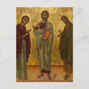 Christ Between Mary and John the Baptist Icon Postcard