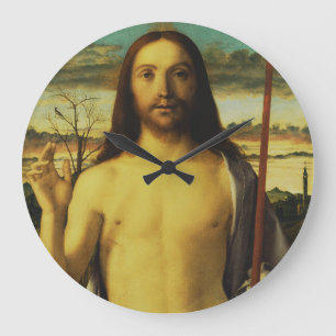 Christ Blessing by Giovanni Bellini Large Clock