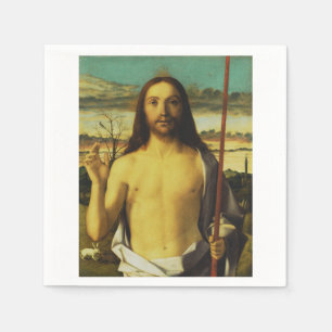 Christ Blessing by Giovanni Bellini Napkin