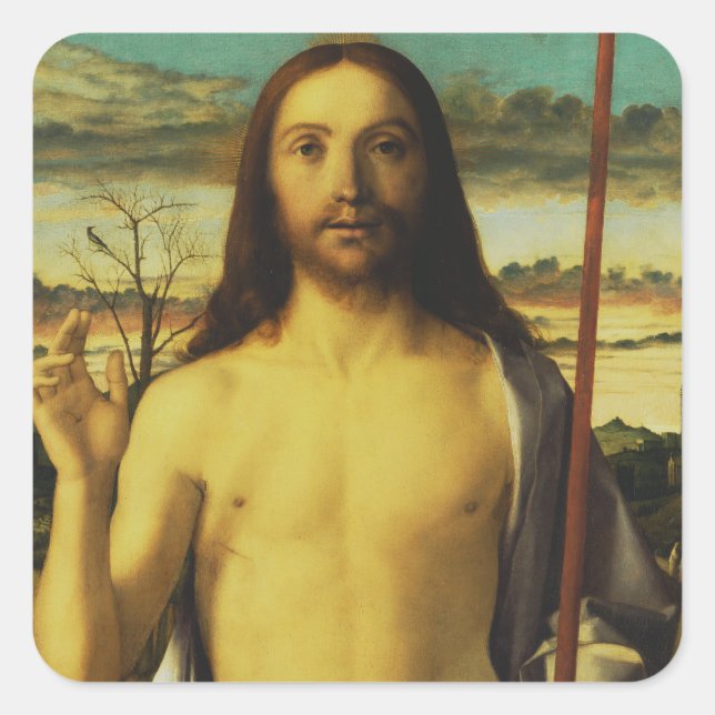 Christ Blessing by Giovanni Bellini   Square Sticker (Front)