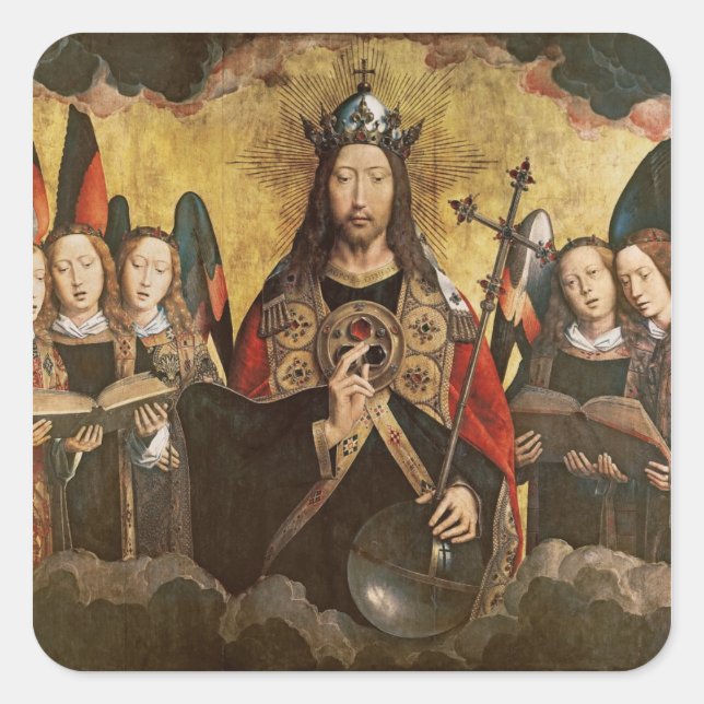 Christ Blessing, central panel from a triptych Square Sticker (Front)