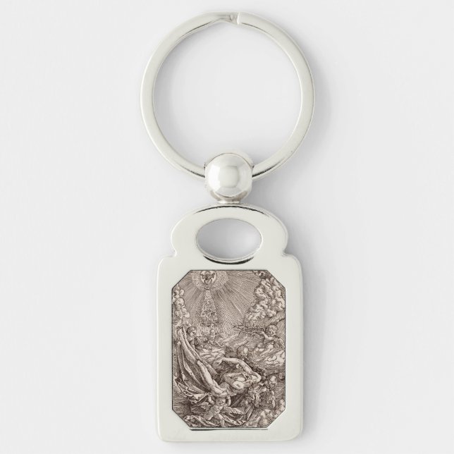 Christ Born to Heaven by Angels Key Ring (Front)
