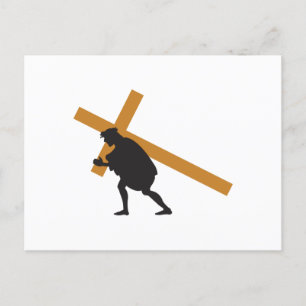 Christ carrying cross holiday postcard