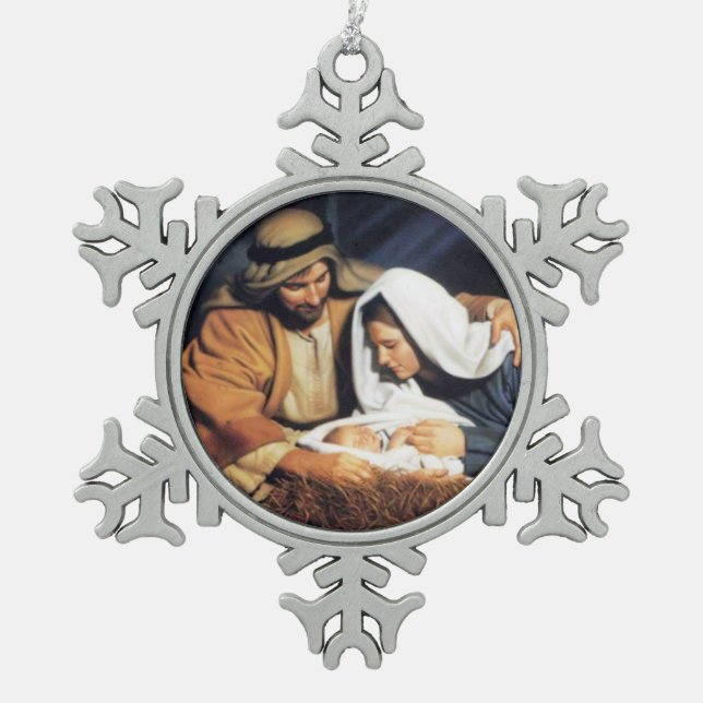 CHRIST CHILD SNOWFLAKE PEWTER CHRISTMAS ORNAMENT (Front)