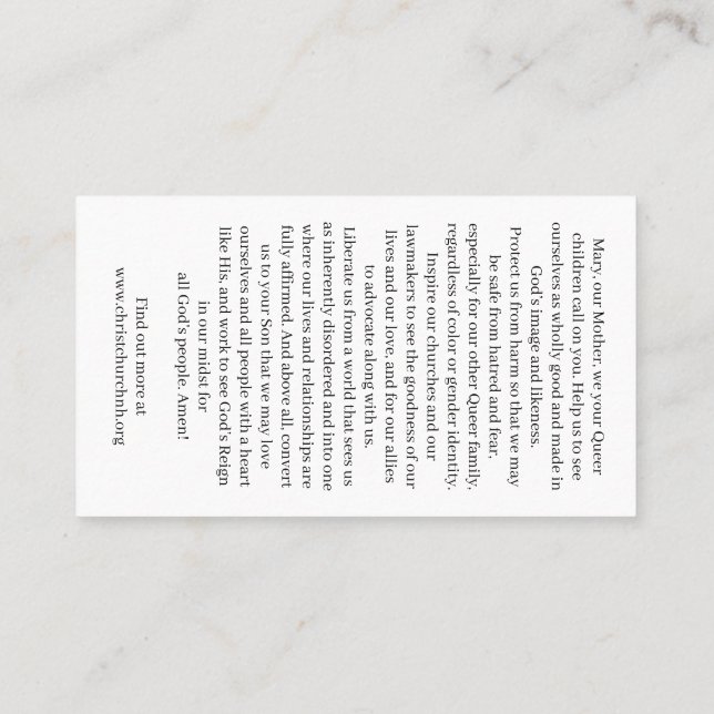 Christ Church Rainbow Madonna Card (Back)