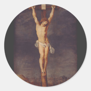 Christ dead on the cross by Peter Paul Rubens Classic Round Sticker