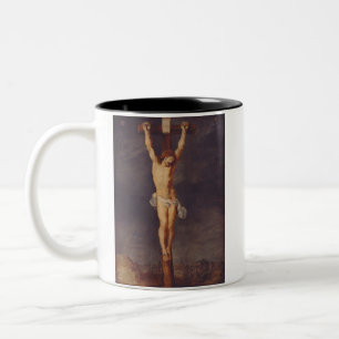 Christ dead on the cross by Peter Paul Rubens Two-Tone Coffee Mug