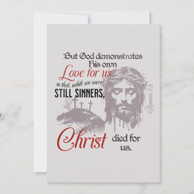 Christ Died for Us Romans 5:8 Holiday Card (Front)