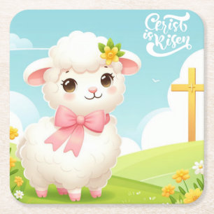 Christ/Easter/lamb/cross Square Paper Coaster