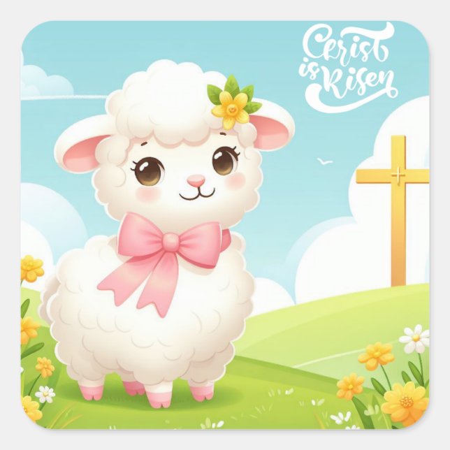 Christ/Easter/lamb/cross Square Sticker (Front)