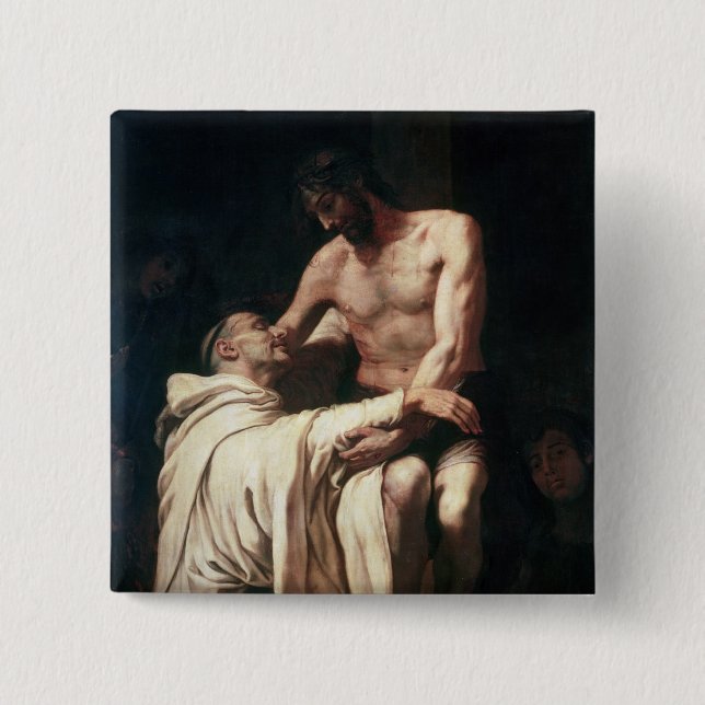 Christ Embracing St. Bernard 15 Cm Square Badge (Front)