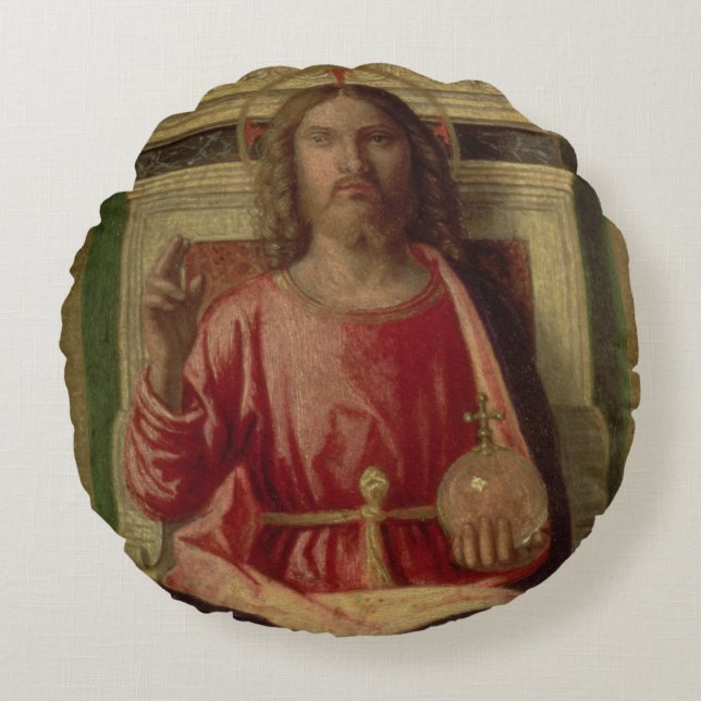 Christ Enthroned, c.1505 Round Cushion (Front)