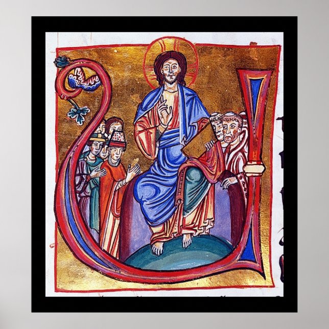Christ Enthroned Medieval Christian Religious Art Poster (Front)