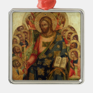 Christ Enthroned with Saints and Angels Handing th Metal Tree Decoration